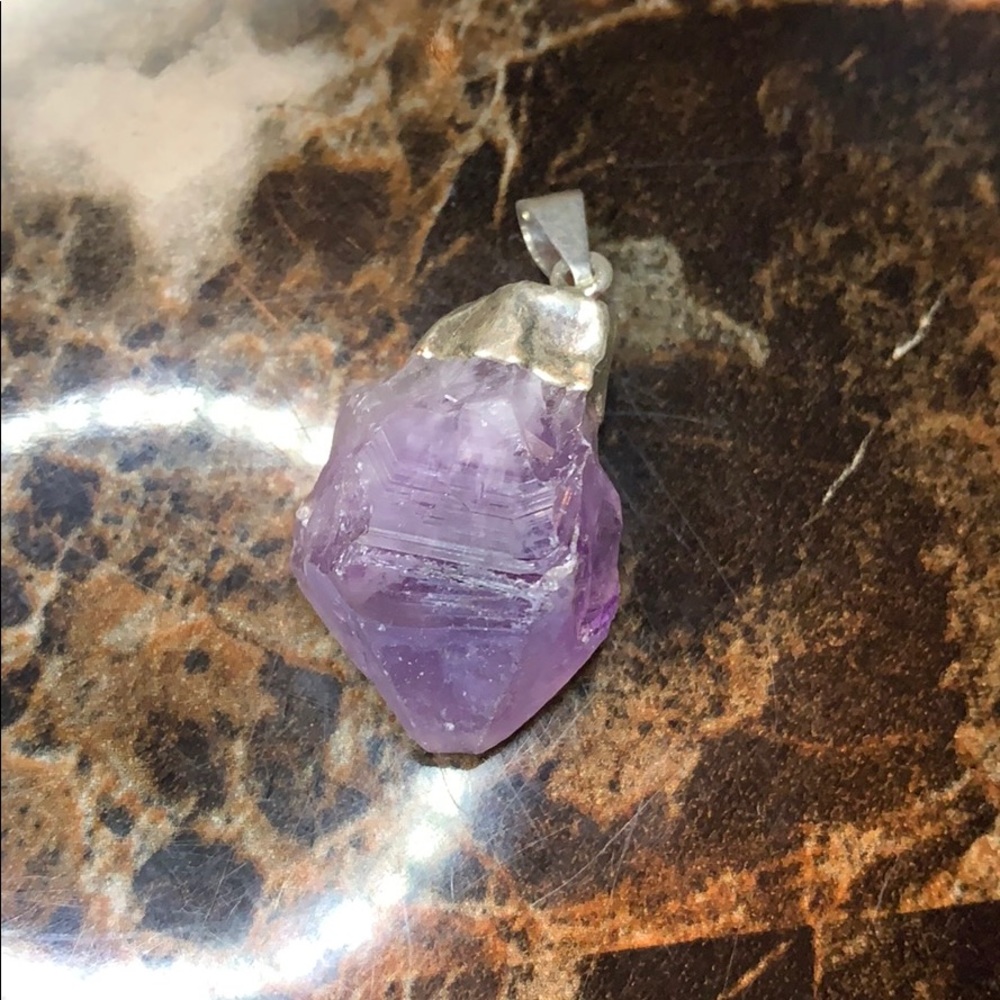 Brazilian raw Amethyst semiprecious pendant